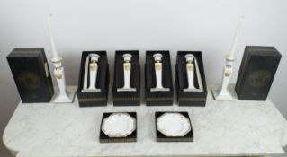 ROSENTHAL VERSACE, 'GORGONA' CANDLESTICKS, a set of six in original boxes along with a pair of