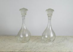ROSENTHAL VERSACE LUMIENE DECANTERS, a pair, with medusa stoppers, 42cm H. (2)