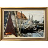 LANSDELL (20th century French) 'Dieppe', oil on canvas, 48cm x 74cm, signed framed.
