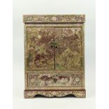 JEWELLERY BOX, Oriental style, mother of pearl decorated, depicting geese in a garden setting,