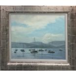 DELNY GOALEN (Scottish 20th century), 'Moorings at Gourock', oil on canvas, framed and glazed.
