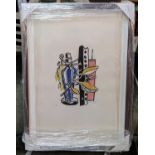 AFTER FERNAND LEGER (1881-1955), 'Composition a la bouteille bleu', original serigraph, 35cm x 27.