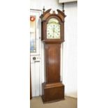 LONGCASE CLOCK, 204cn H x 542cm W x 28cm D, late George III oak and mahogany banded with painted