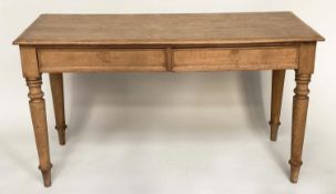 WRITING TABLE, rectangular oak with two frieze drawers and tapering supports, 136cm w x 57cm D x