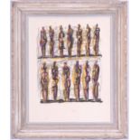 HENRY MOORE, auto lithograph, Thirteen Standing Men, with artist's watermark signature in paper,