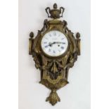 CARTEL CLOCK, Louis XVI style, bronze ormolu, with urn finial, enamel dial inscribed Cockspur