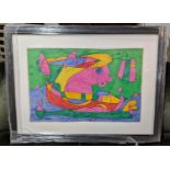 JOAN MIRO (1893-1983), 'Ubu Roi plate 13', original lithograph 1966, 82cm x 40cm, Framed.