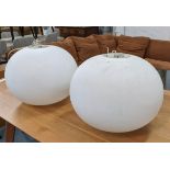 FLOS GLO-BALL CEILING LIGHTS, 37cm H, suspended on a wire, designed by Jasper Morris, a set of