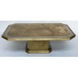 LOW TABLE, 97cm D x 140cm W x 45cm H, 20th century Spanish, bi metal rectangular top, with etched