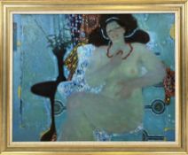 OVANES LUSEGENOV (b.1952), 'Lucelle', oil on canvas, 82cm x 105cm, signed and framed, dated 1992.