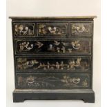 CHINOISERIE CHEST, Chinese export style by Oka with two short above three long drawers, 82cm x