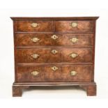 CHEST, 98cm W x 57cm D x 90cm H, early 18th century English Queen Anne, burr walnut and crossbanded,
