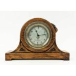 'MOUSEMAN' MANTEL CLOCK, 16cm H x 24cm x 6cm, circa 1930, oak and silver plated by Robert Thompson