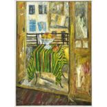 MANNER OF PAUL CEZANNE (French 1839-1906) 'Balcony View', oil on canvas, 81cm x 59cm, framed.
