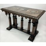 MILANESE CENTRE TABLE, mid 19th century, bone, ivory, silver, metal and mother of pearl inlaid,