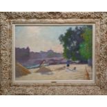 JULES ERNEST RENOUX, 'Le pont Royal et la Gare d'Orsay', oil on canvas, 37cm x 54cm, signed and