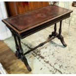 GILLOW & CO WRITING/CARD TABLE, 75cm H x 99cm x 50cm, Victorian Aesthetic ebonised with burgundy