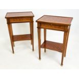 LAMP TABLES, a pair, Louis XVI style, rosewood, kingwood and boxwood marquetry, each with brushing