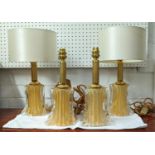 TABLE LAMPS, a set of four, vintage Murano glass 29cm H, vintage, two with shades. (4)