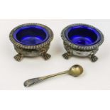 SILVER SALT CELLARS, a pair, George iv, Birmingham 1826, makers marks for Matthew Boulton, gadrooned