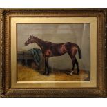 J CHANDLER, 'Equestrian portrait', oil on canvas, 42cm x 52cm, signed and framed.