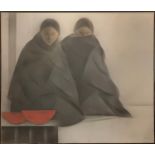 LEON BELAUNZARAN (born 1944, Mexico) 'Young Women and Watermelon', oil on canvas 100cm x 120cm,