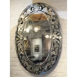 VENETIAN STYLE WALL MIRROR, 120cm, x 83cm, mid 20th century, oval with etched surround.