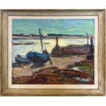 EUGENE CHAPLEAU (1882-1969) 'Port at Lerat', oil on board, 49cm x 60cm, framed.