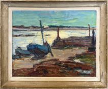 EUGENE CHAPLEAU (1882-1969) 'Port at Lerat', oil on board, 49cm x 60cm, framed.