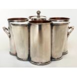 WINE COOLER, 31cm W x 20cm H, vintage, silver plated, four compartments, containing a lidded ice