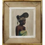 LEOPOLD KALEMA (Early 20th century, Congolese)' Portrait of an Important Young Woman', oil on board,