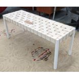 PORADA BENCH, 110cm x 38cm x 44cm, lattice work leather seat.