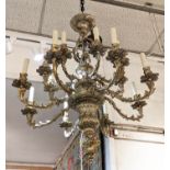 CHANDELIER, 102cm H x 70cm W, cast metal, scrolled detail with two tiers.
