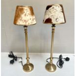 TABLE LAMPS, a pair, 65cm H x 20cm D, bovine hide shades. (2)