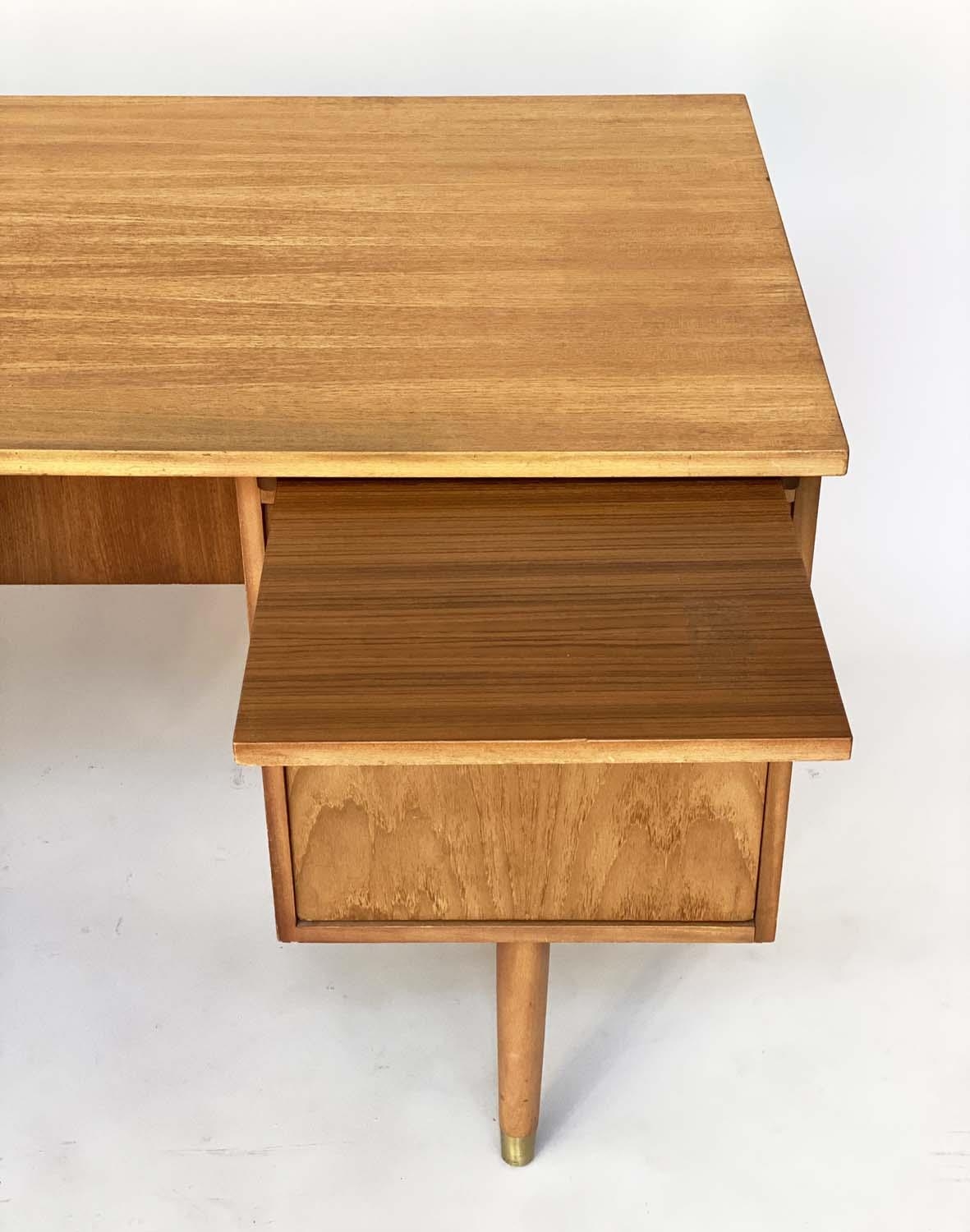 DANISH DESK, mid 20th century teak with twin pedestals on legs with slides and five drawers, 130cm x - Image 5 of 6