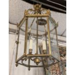 HALL LANTERNS, a pair each 64cm H x 33cm W, brass. (2)