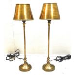 LIBRARY LAMPS, a pair, 64cm H x 20cm diam., with gold coloured shades (2)