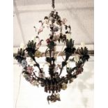 CHANDELIER, approx 70cm H, with floral detail.