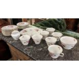 ROYAL CROWN DERBY PORCELAIN TEASET, thirty pieces, two large plates, twelve side plates, seven cups,