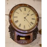 HEYWOOD, WREXHAM DROP DIAL REGULATOR WALL CLOCK, 39cm x 51cm H Victorian rosewood with ebonised