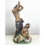 LLADRO SCULPTURE, vintage 20th century 'Nao' Spain Lladro Daise 1985, two Hawaiian women with