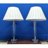 TABLE LAMPS, a pair, each 61cm H including shade, glass column. (2)