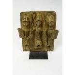 BENIN BRONZE PLAQUE, Nigeria. 40cm H