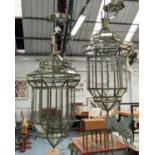 CEILING PENDANT LANTERNS, a pair, 65cm x 30cm diam non inclusive of cable, Moroccan inspired design.