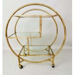 COCKTAIL TROLLEY, 93cm H x 82cm W x 37cm D, French Art Deco style, gilt metal frame.