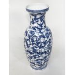 BUTTERFLY VASE, Chinese blue and white ceramic with all over butterfly design, 52cm H.