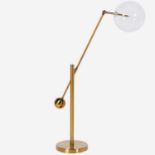 CORNER BALANCE DESK LAMP, 60cm H, Atomic style design, glass globular shade.