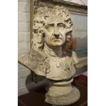 BUST OF A GENTLEMAN, composite stone, 61cm H.