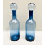 MURANO STYLE DECANTERS, a pair , 56cm H x 15cm D. (2)