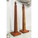 TABLE LAMPS, a pair, 60cm H, leathered finish. (2)
